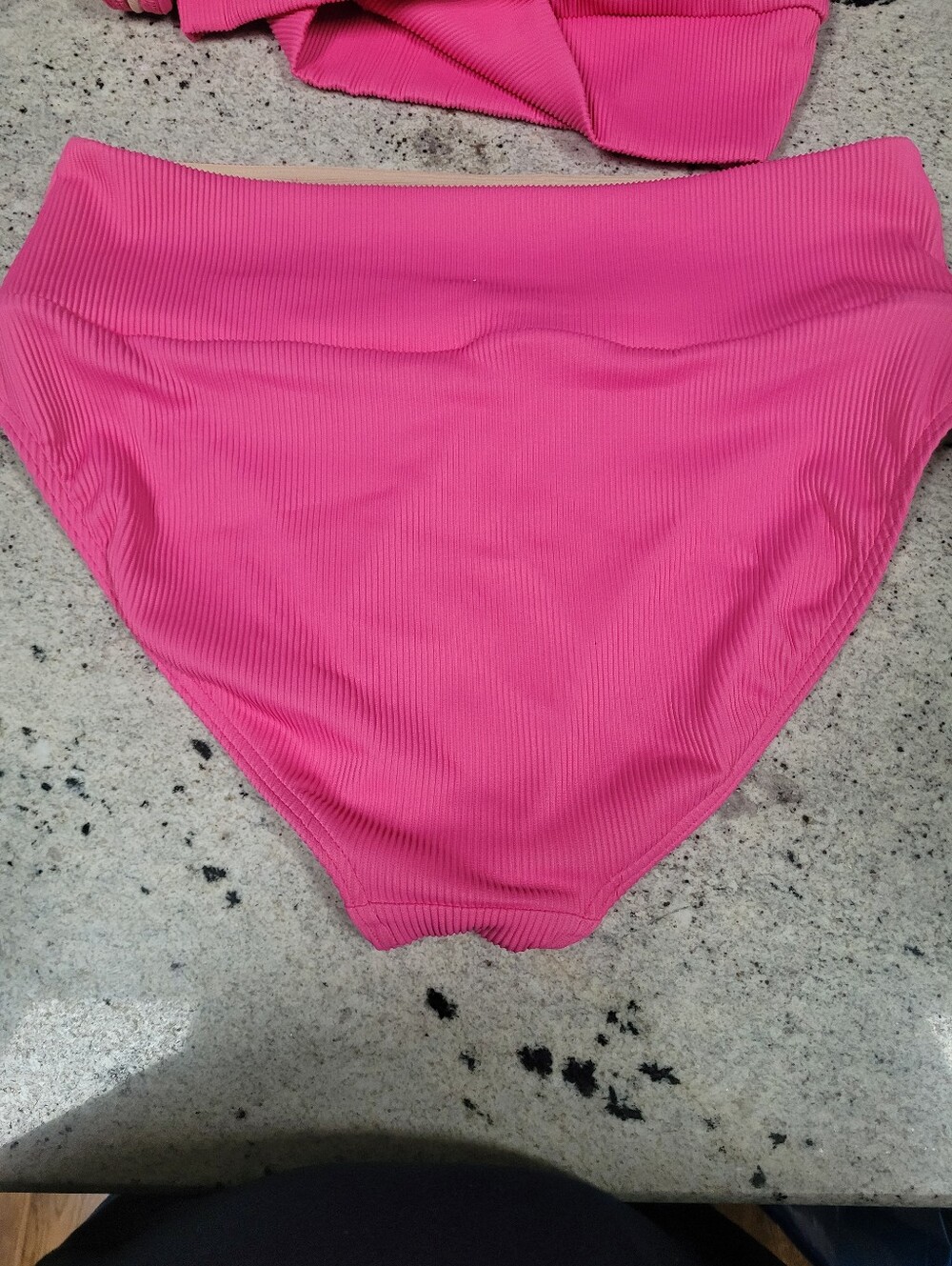 Lands’ End Pink Tugless Ribbed Midkini and High Waisted Bottom Swim Set Large - Picture 7 of 11